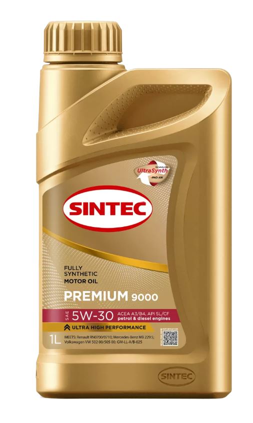 Sintec PREMIUM 9000 5W30 SL/CF A3/B4 синт. 1л.